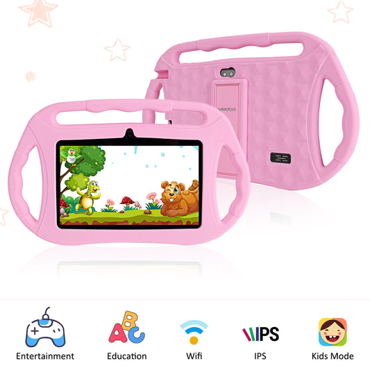 7" Android 10 Kids Tablet | Quad-Core 1.5GHz | 16GB | Dual Camera | WiFi | Single or Triple Handle | Red & Blue
