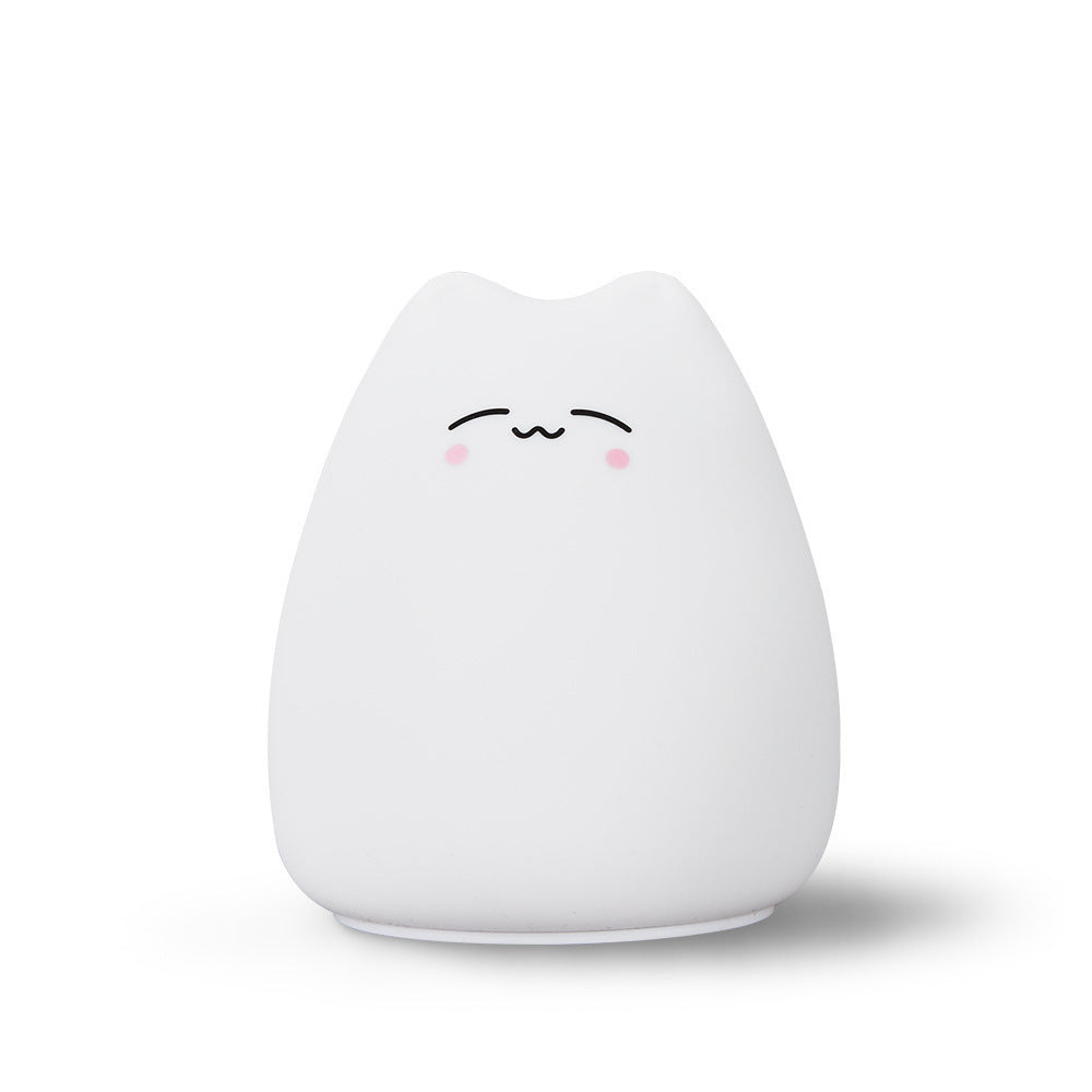 Cat-Shaped Silicone LED Night Light | Touch Sensor | 7-Colour Changing | 15hr Battery | USB & Battery | Kids, Bedroom & Gifting
