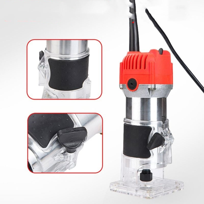 580W Electric Wood Trimmer Router | 30,000 RPM, 220V, Adjustable Scale, Straight & Curve Guide, US/UK Plug