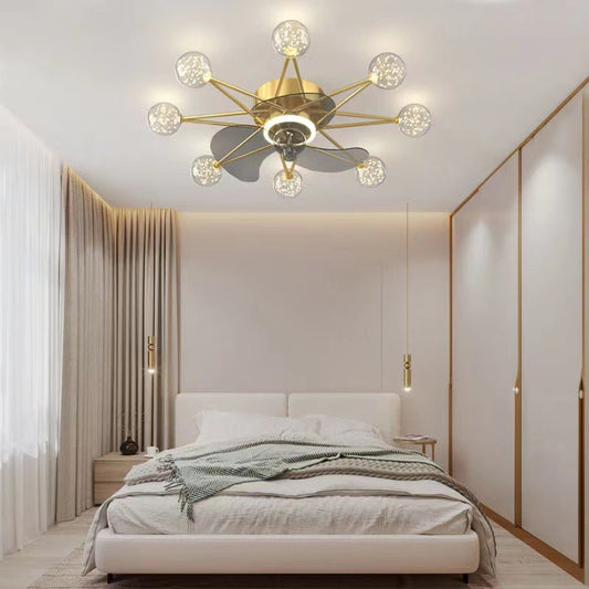 Nordic Starry Sky LED Ceiling Fan Light | 4 Colours, 2 Shade Styles, 30,000h, 111-240V, 10-15㎡, Kids & Living Room