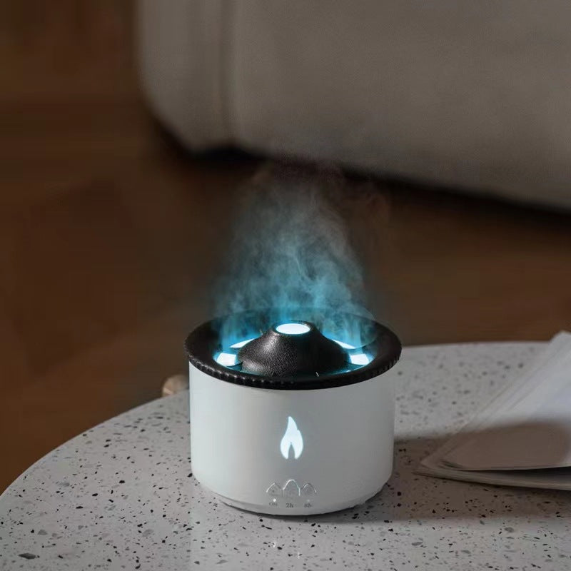 350ml Ultrasonic Flame & Jellyfish Smoke Ring Aromatherapy Humidifier Diffuser | 10W, 2/8hr Timer, AU/EU/UK/US Plug