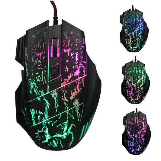 USB Wired RGB Gaming Mouse | 7 Buttons | 4-Gear DPI up to 1200 | 4-Way Scroll | Transparent Design | 1.5m Cable | Plug & Play | 127×85×37mm | Black
