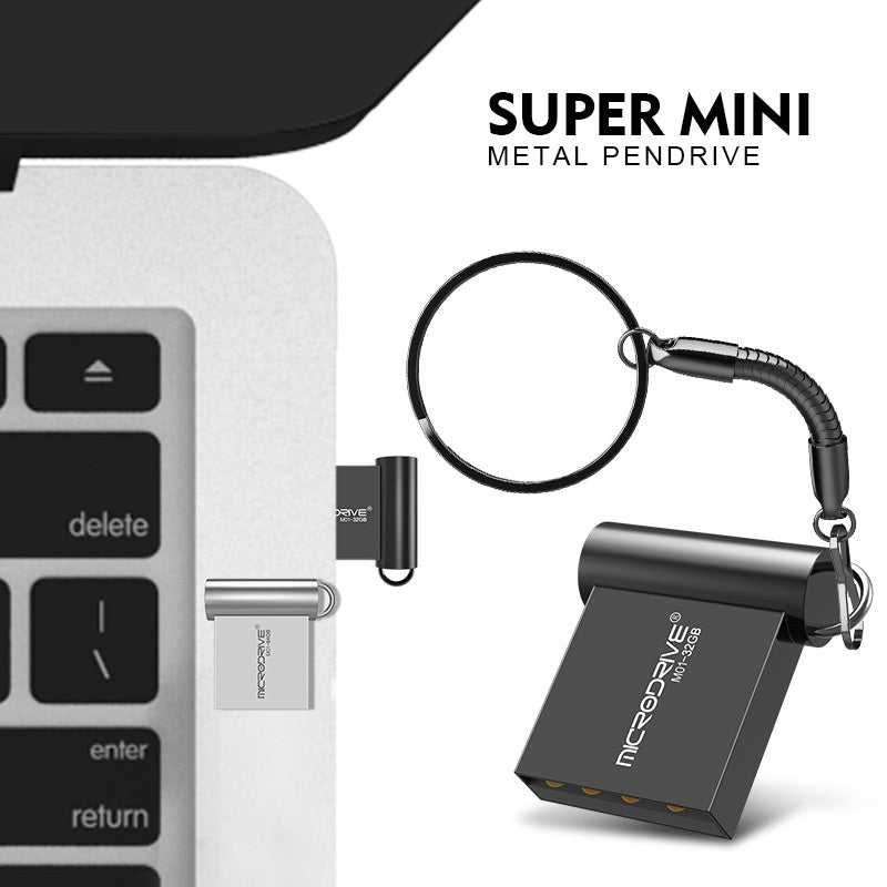 Mini Metal USB 2.0 Flash Drive | Plug & Play, Bus-Powered | 4GB to 64GB | Black & Silver