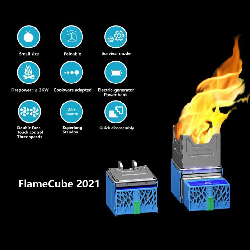 Portable Firewood Camping Stove with USB Power Generator | 4-Min Boil, Serves 3-5, PSE Certified, Blue
