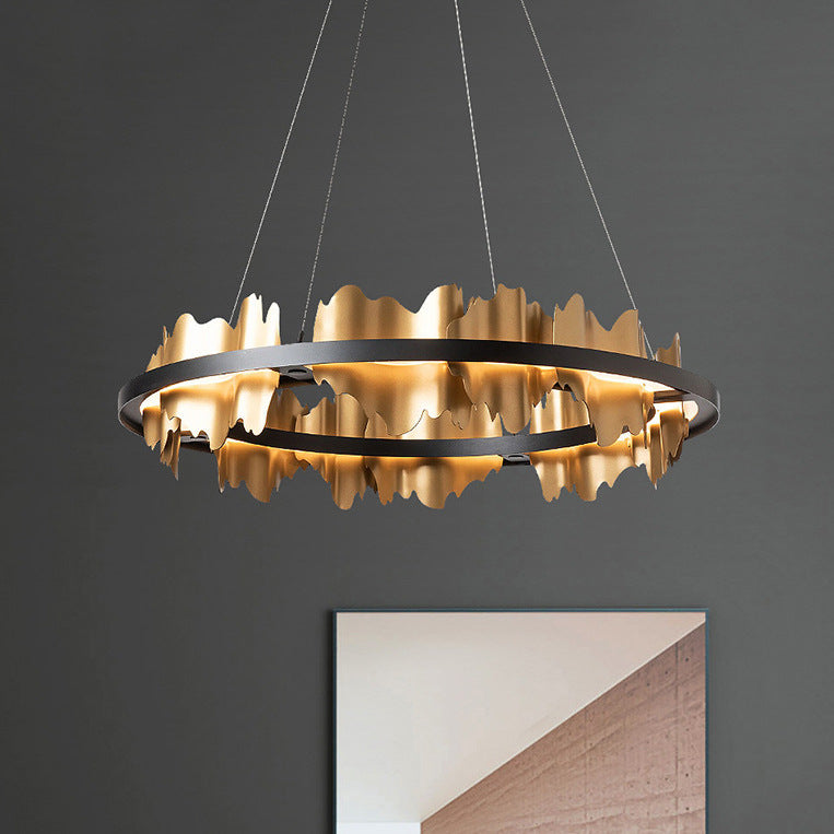 Postmodern Italian Minimalist Organic Glass LED Pendant Chandelier | D60 & D80, 2m Adjustable, Black & Gold, 220V