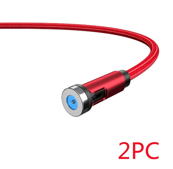 Essager 540° Rotating Magnetic Charging Cable | 5V/2.4A Fast Charge | LED Indicator | Nylon Braided | USB-C, Lightning & Micro USB | 1m & 2m | Black, Purple & Red