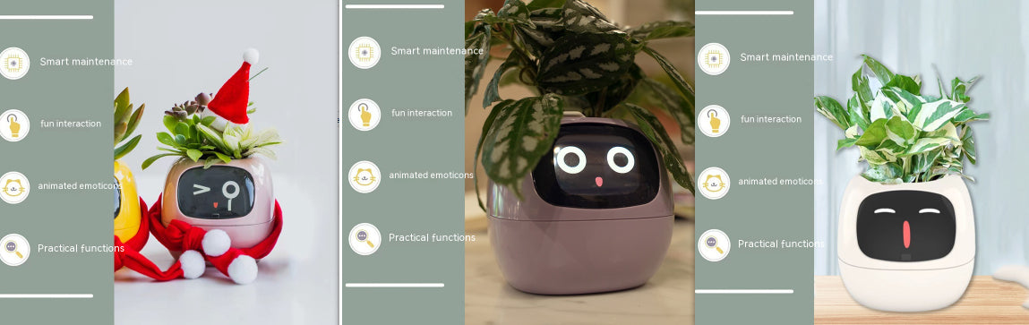 Smart AI Electronic Plant Pot – 7 Sensors, 49+ Expressions & Intelligent Water Monitor