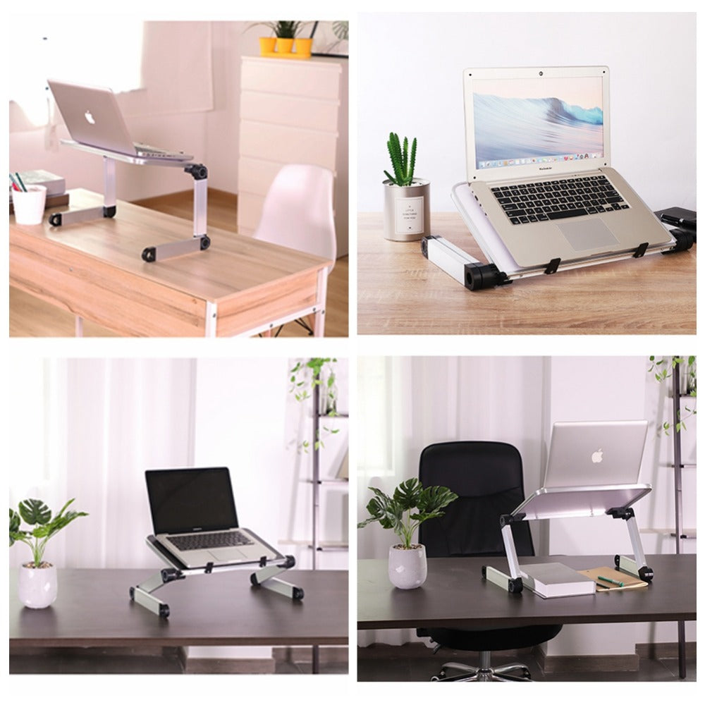 Foldable Laptop & Tablet Stand | 360° Angle | Height Adjustable | 10kg Load | Aluminium Alloy + MDF | 744g | Bed, Sofa & Desk Use | Black & White