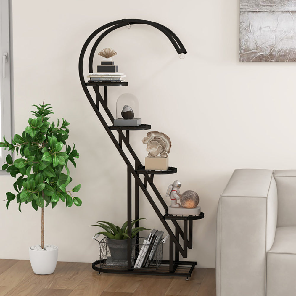 5-Tier Metal Plant Stand with Hanging Hooks | 2-Pack, 58" Tall, Indoor & Outdoor Flower Rack