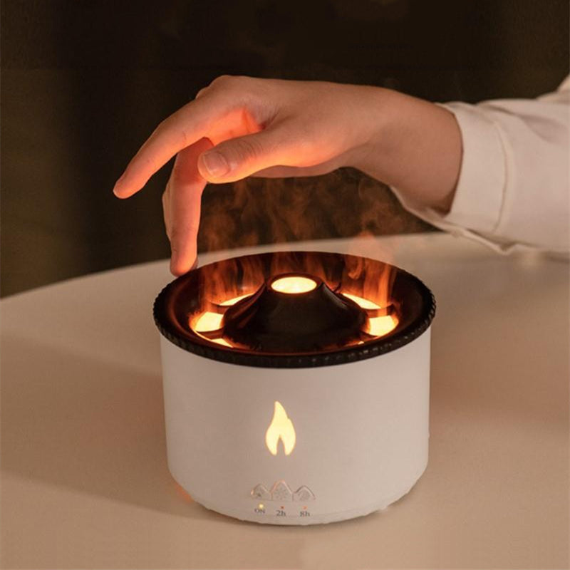 350ml Ultrasonic Flame & Jellyfish Smoke Ring Aromatherapy Humidifier Diffuser | 10W, 2/8hr Timer, AU/EU/UK/US Plug