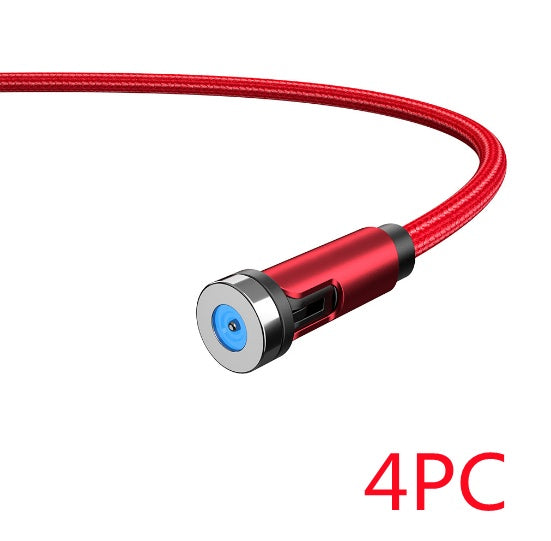 Essager 540° Rotating Magnetic Charging Cable | 5V/2.4A Fast Charge | LED Indicator | Nylon Braided | USB-C, Lightning & Micro USB | 1m & 2m | Black, Purple & Red