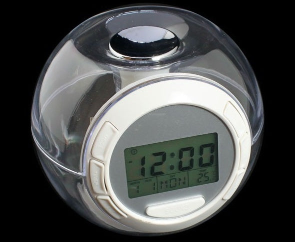 7-Color LED Alarm Clock | 6 Natural Sounds, Temperature, Timer, Snooze | LCD Display | White