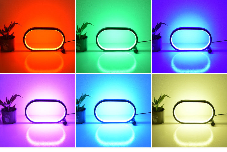 USB Oval Acrylic LED Desk Lamp | 5V | 3-Colour + RGB | Touch, Button & Remote | Dimmable | Black & White