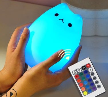 Cat-Shaped Silicone LED Night Light | Touch Sensor | 7-Colour Changing | 15hr Battery | USB & Battery | Kids, Bedroom & Gifting