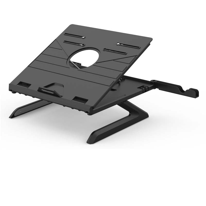 3-in-1 Aluminium Laptop Stand | 9-Level Angle | Dual Phone Holders | Keyboard Storage | Cooling Vent | 10–15.6” | 10kg Load | Black & White