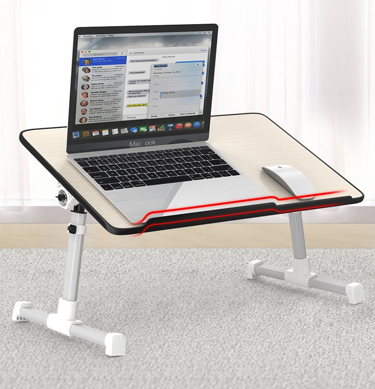 Foldable Adjustable Laptop Desk Stand & Lap Table | Height & Angle Adjustable | 52×30cm | Wood Panel | Home, Bed & Office