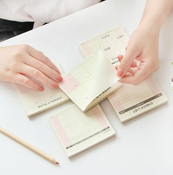 Mini Desk Planner Notepad | 9.5×9.5cm | 60 Sheets | Monthly, Weekly & Work Planner | Paper