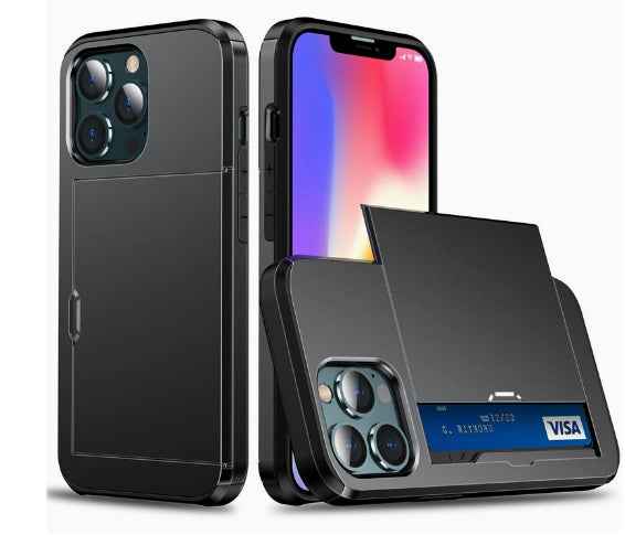 iPhone Dual Layer Wallet Case with Sliding Card Holder – Multi-Color