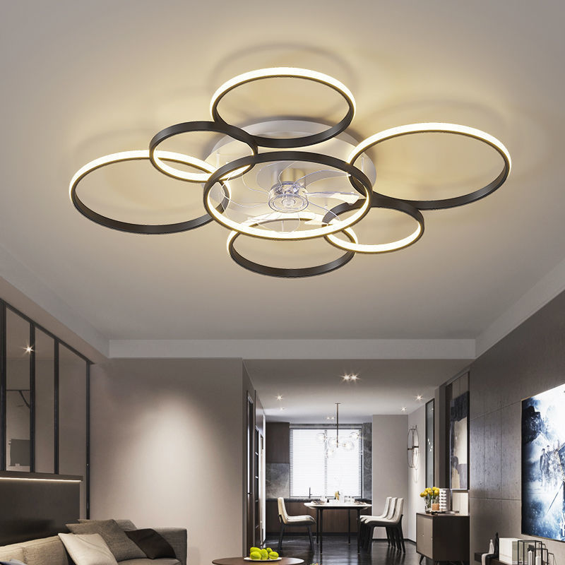 Nordic PC Blade Acrylic Flush Mount LED Ceiling Fan | Stepless Dimming, 2 Models, Black/White & Gold, 110-240V