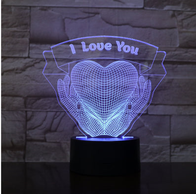3D Acrylic LED Night Light | Hands Holding Love | 7 & 16 Colours | Touch & Remote Control | USB | Gift