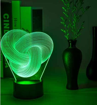 Twist Abstract 3D Acrylic LED Night Light | 3W | 5V USB | 7-Colour + Gradient | Touch & Remote | Gift