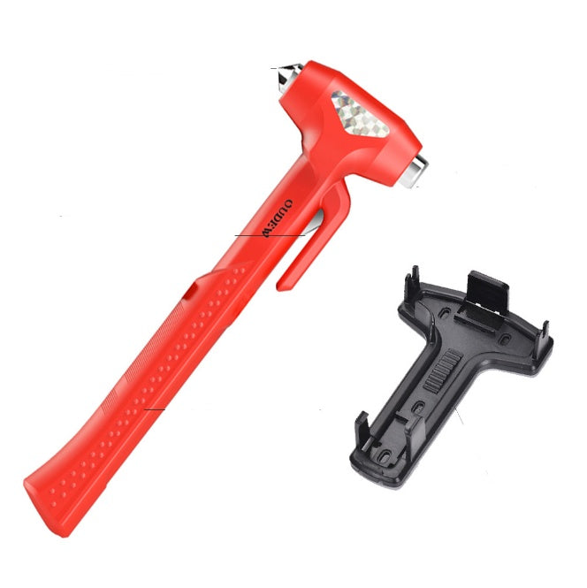 Car Emergency Safety Hammer | Window Breaker & Seatbelt Cutter | ABS + High Carbon Steel | Black & Red