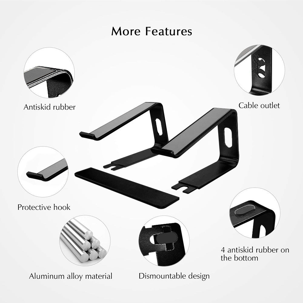 Aluminium Alloy Laptop Stand | Ergonomic Desktop Riser | 14.5×22.5×26cm | Black, Grey, Rose Gold & Silver