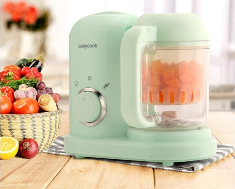 Baby Food Processor Steamer & Blender | Double Mixing Blade | Food Grade | Low Noise | Meat Mincing, Vegetable Cutting & Stirring | Green & Pink