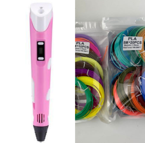 3D Printing Pen with PLA Filament | Adjustable Temp & Speed | LED Indicator | 185×45×10mm | Blue, Pink, Purple, Yellow & Camouflage | US/UK/EU/AU/USB | Pen & Filament Bundles