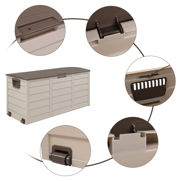 260L Outdoor Garden Storage Box with Wheels | 75 Gal, UV-Resistant, Lockable, Weatherproof, Brown