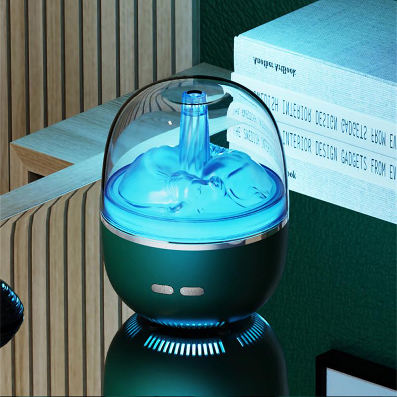 Creative Ultrasonic Aromatherapy Humidifier | Colourful Gradient Light | Nanometre Fog | 8hr Timer | USB | 120×120×151mm | Green & White