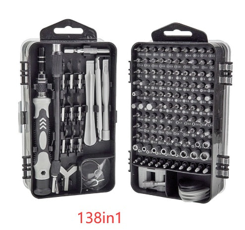 Chrome Vanadium Multi-Function Screwdriver Set | 135-in-1 & 138-in-1 | Explosion-Proof | Non-Slip | Precision & Heavy-Duty Bits | Home, Electronics & Auto Repair | 8 Colours