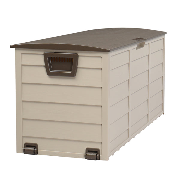 260L Outdoor Garden Storage Box with Wheels | 75 Gal, UV-Resistant, Lockable, Weatherproof, Brown