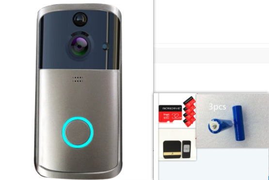 WiFi Video Doorbell Camera | HD | Night Vision | Two-Way Audio | APP Remote View | Motion Alert | 32GB TF | No Wiring | Black & Silver
