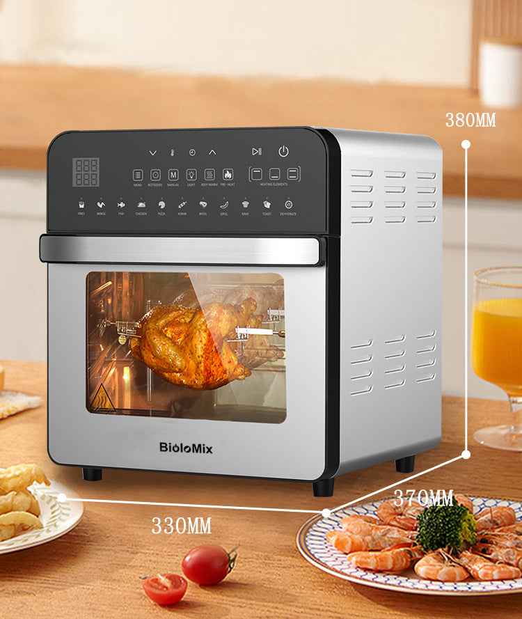15L Rotisserie Air Fryer Oven | 1700W, 50-220°C, 360° Rotation, Touch Panel, Stainless Steel, EU/UK Plug