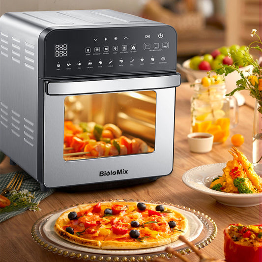 15L Rotisserie Air Fryer Oven | 1700W, 50-220°C, 360° Rotation, Touch Panel, Stainless Steel, EU/UK Plug