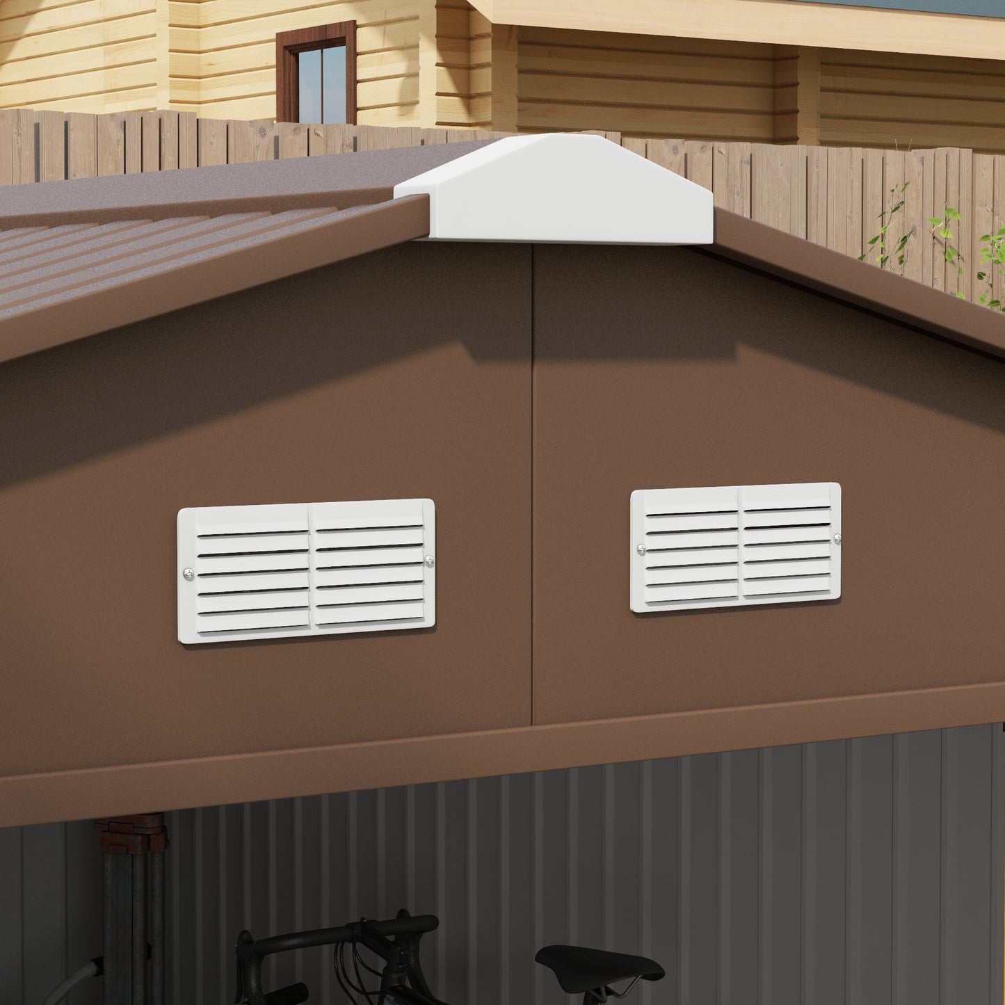 Garden Metal Storage Shed | Double Locking Doors, Outdoor Utility Shed for Bikes & Yard Tools, Brown