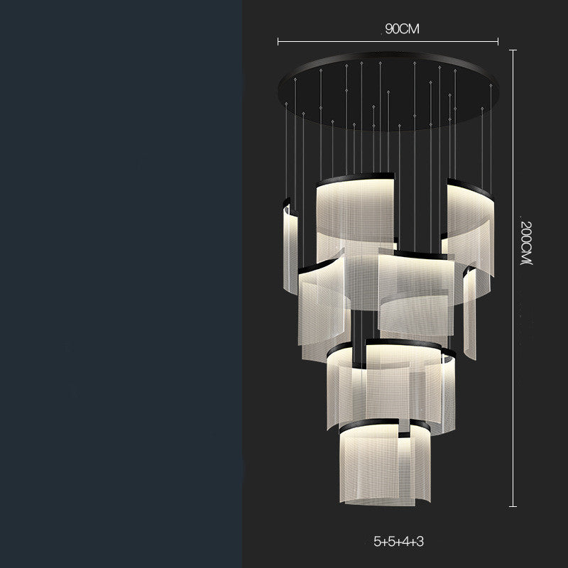 Modern Stainless Steel Grid Mesh LED Chandelier | 7-23 Heads, Black & Gold, Stepless Dimming, 111-240V, Villa & Duplex