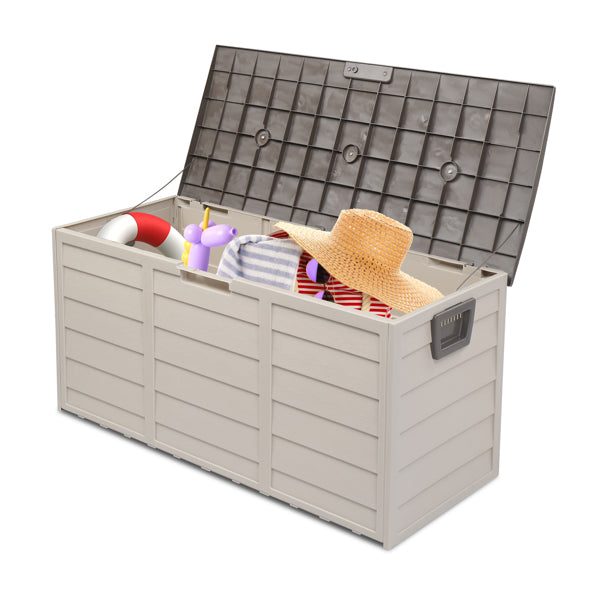 260L Outdoor Garden Storage Box with Wheels | 75 Gal, UV-Resistant, Lockable, Weatherproof, Brown