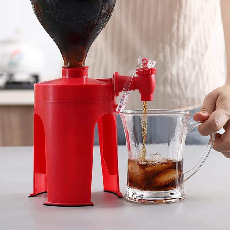 Automatic Inverted Bottle Drink Dispenser | ABS & TPR | 15cm | Hands-Free | Fits Most Bottles | No Mess | Home, Kitchen, Office & Party | Red | With & Without Gift Box