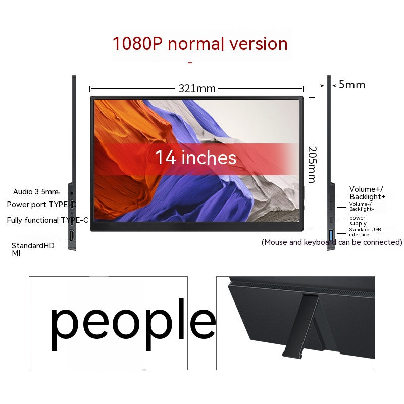 Portable IPS Monitor | 1080p Full HD | Touch & Regular | 13.3", 14" & 15.6" | HDMI & USB-C | Black