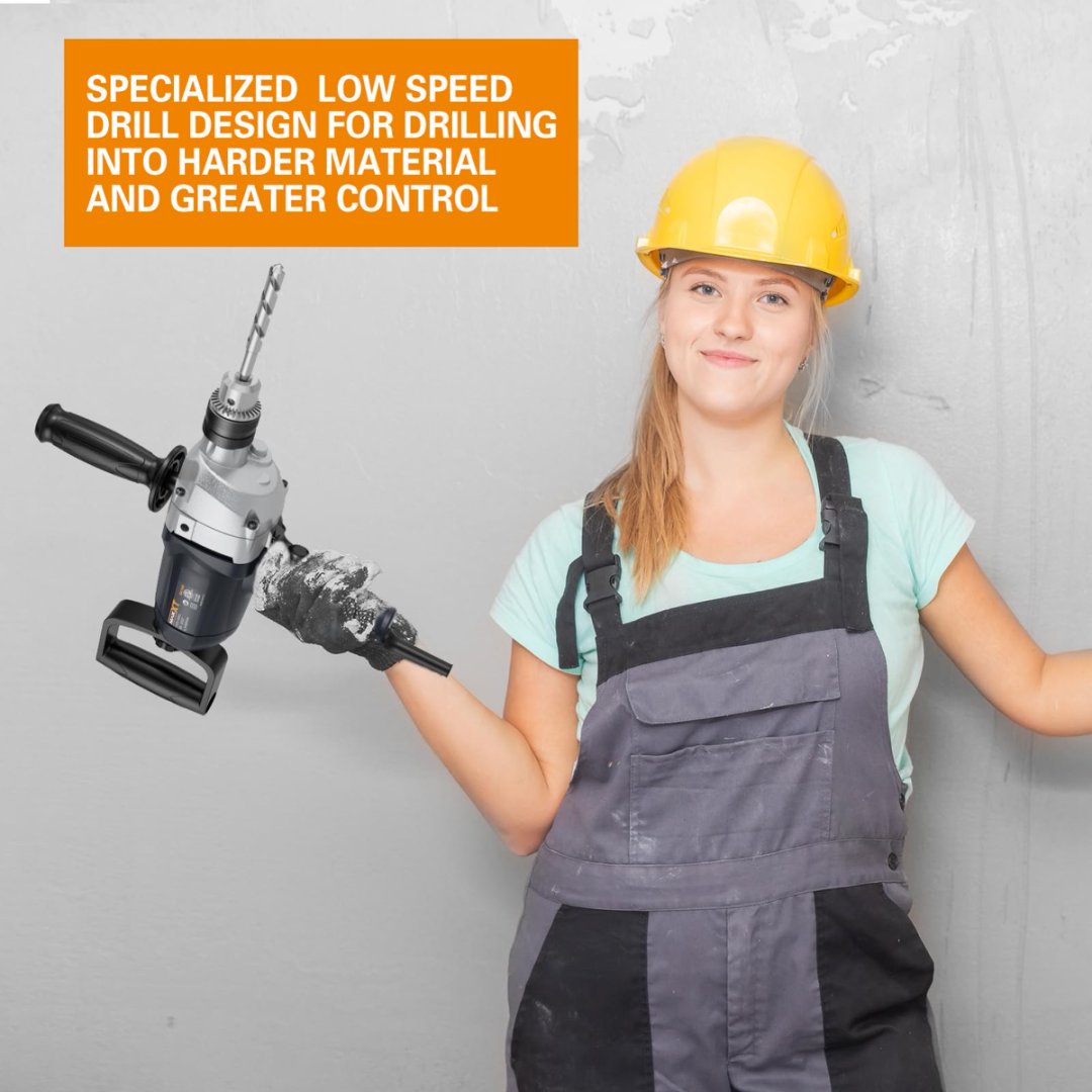 MAXXT 1050W Electric Corded Drill Mixer | 9A Motor, 0-600 RPM, 1/2" Chuck, Cement, Mud & Paint Mixer