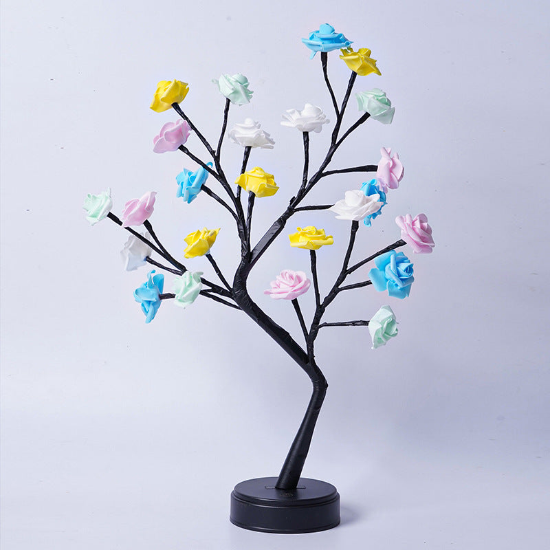 3D LED Rose Flower Tree Table Lamp | USB | 5V | 380×120×450mm | IP42 | 50,000hr | Bendable Branches | 10 Colours | Bedroom, Wedding & Valentine’s Gift