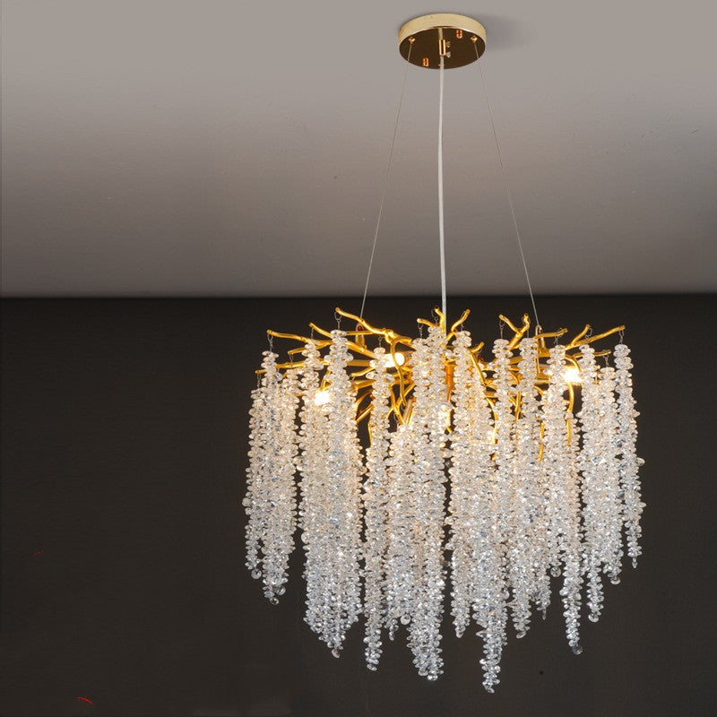 Light Luxury Aluminium Crystal LED Chandelier | Round & Long, 6 Sizes 60-150cm, 50cm Adjustable, 111-240V