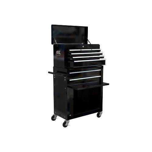 8-Drawer Rolling Tool Chest with Wheels | Central Lock, Ball-Bearing Drawers, Powder-Coated Steel, Black