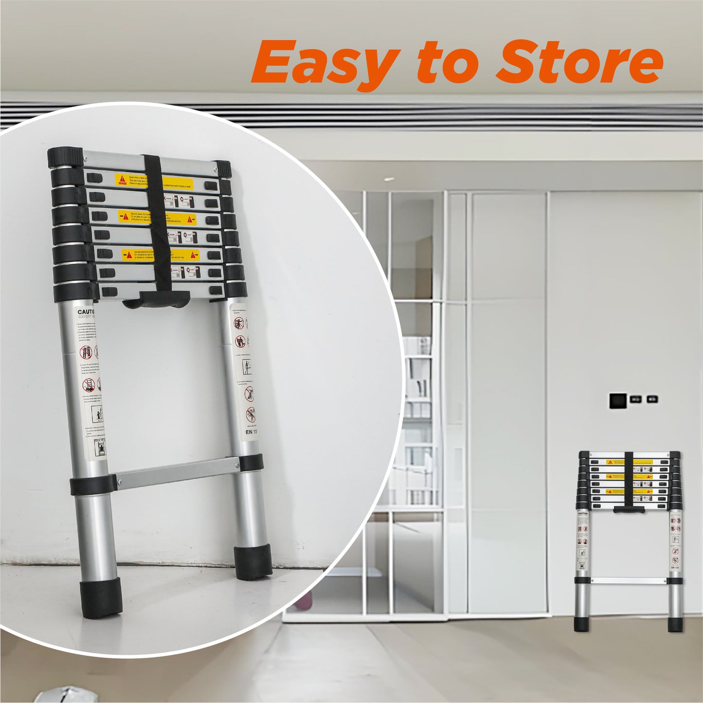 8.5ft Aluminum Telescoping Extension Ladder | 330 lbs Capacity, Collapsible, Multi-Purpose, RV & Outdoor