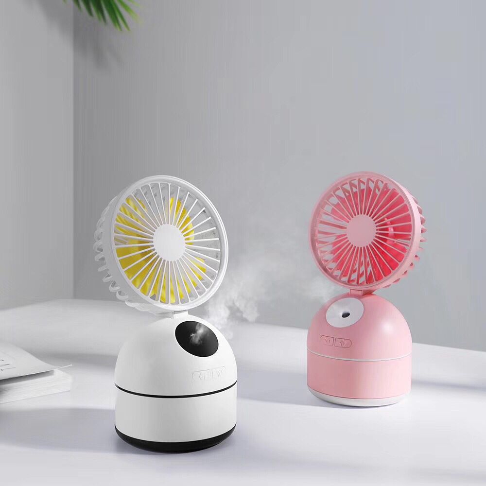 Fan Humidifier | USB Portable Misting Fan | Desktop Air Cooler & Humidifier | Navy Blue, Pink & White