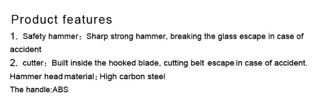 Car Emergency Safety Hammer | Window Breaker & Seatbelt Cutter | ABS + High Carbon Steel | Black & Red