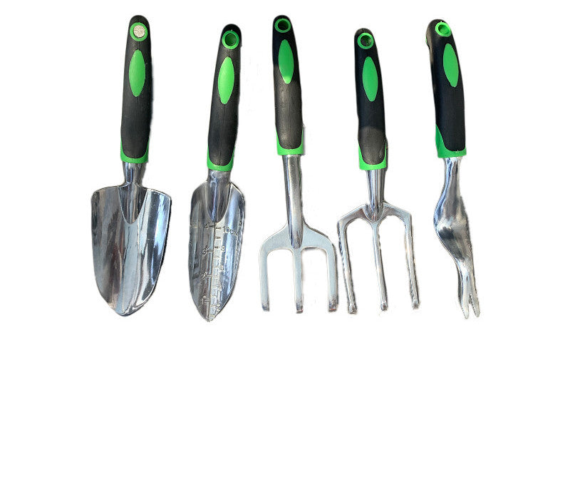 9-Piece Aluminium Alloy Gardening Tool Set | Silicone Two-Colour Handles | 1439g | Gardening, Horticulture & Seedling Cultivation | Green