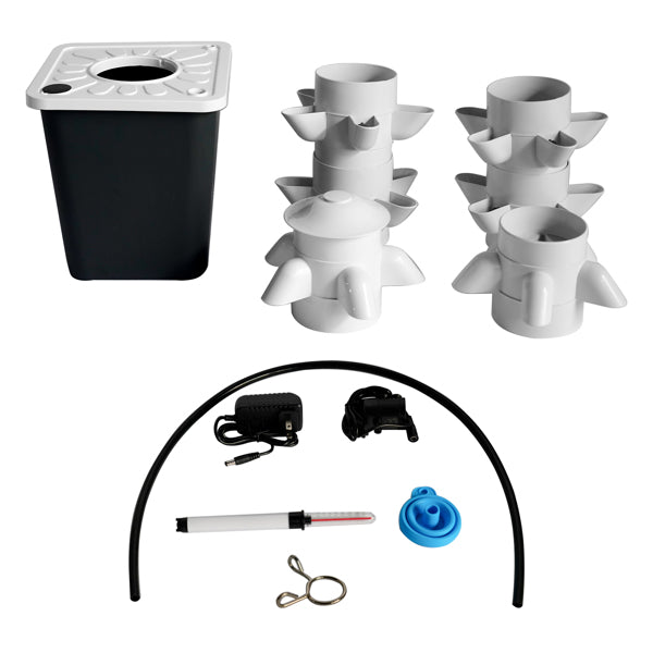 30-Plant Vertical Tower Hydroponic Growing System | Auto Watering, Water Pump, Indoor & Outdoor, Black & White